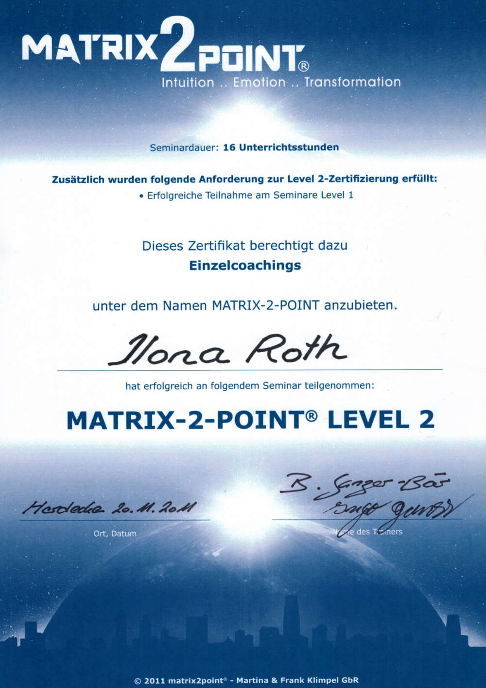zertifikat matrix-coach level 2