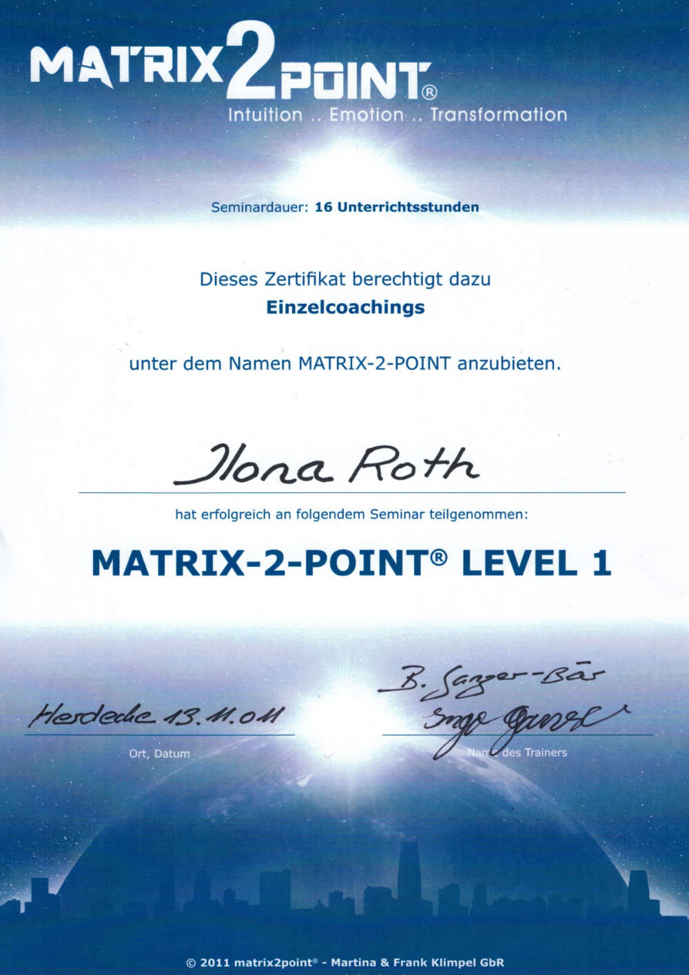 zertifikat matrix-coach level 1